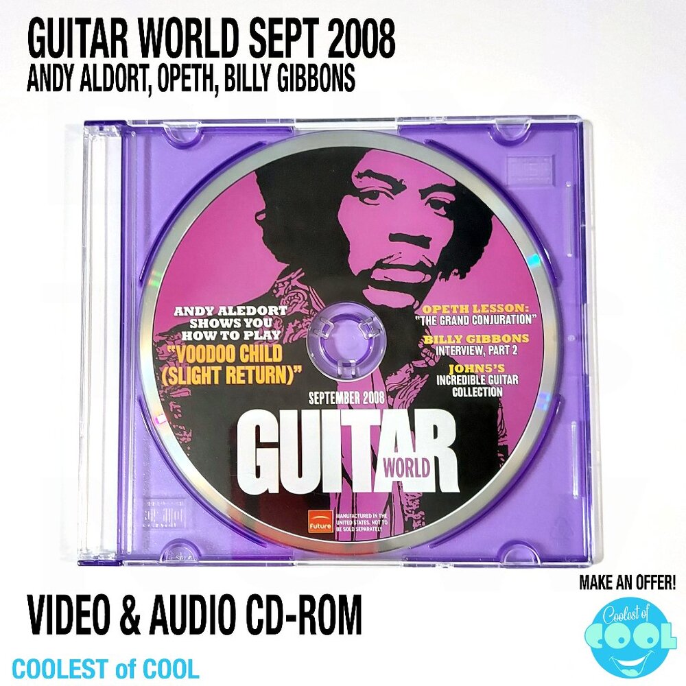Vintage Guitar World Sept 2008 CD Rom Learn Hendrix Opeth Billy Gibbons John5